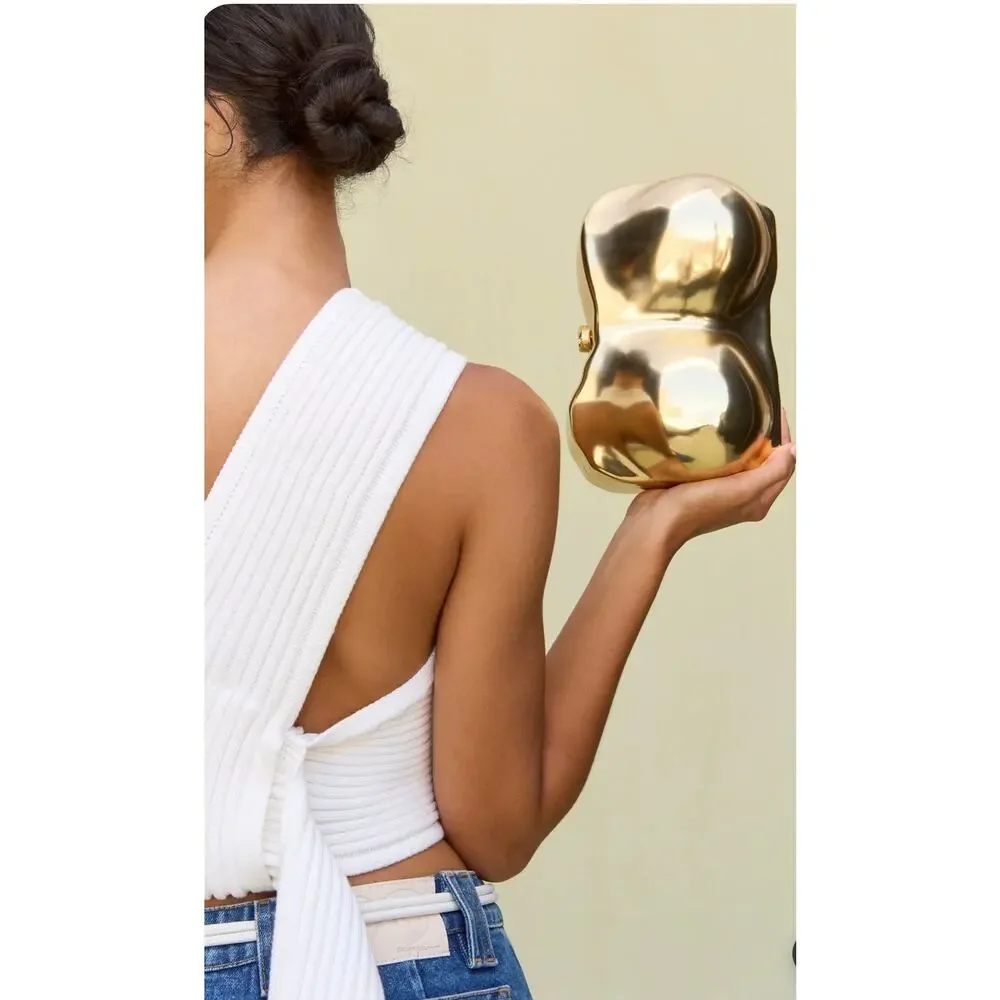 Stunning Cult Gaia Reina Clutch Handbag - NWT Brushed Brass - Picture 7 of 15